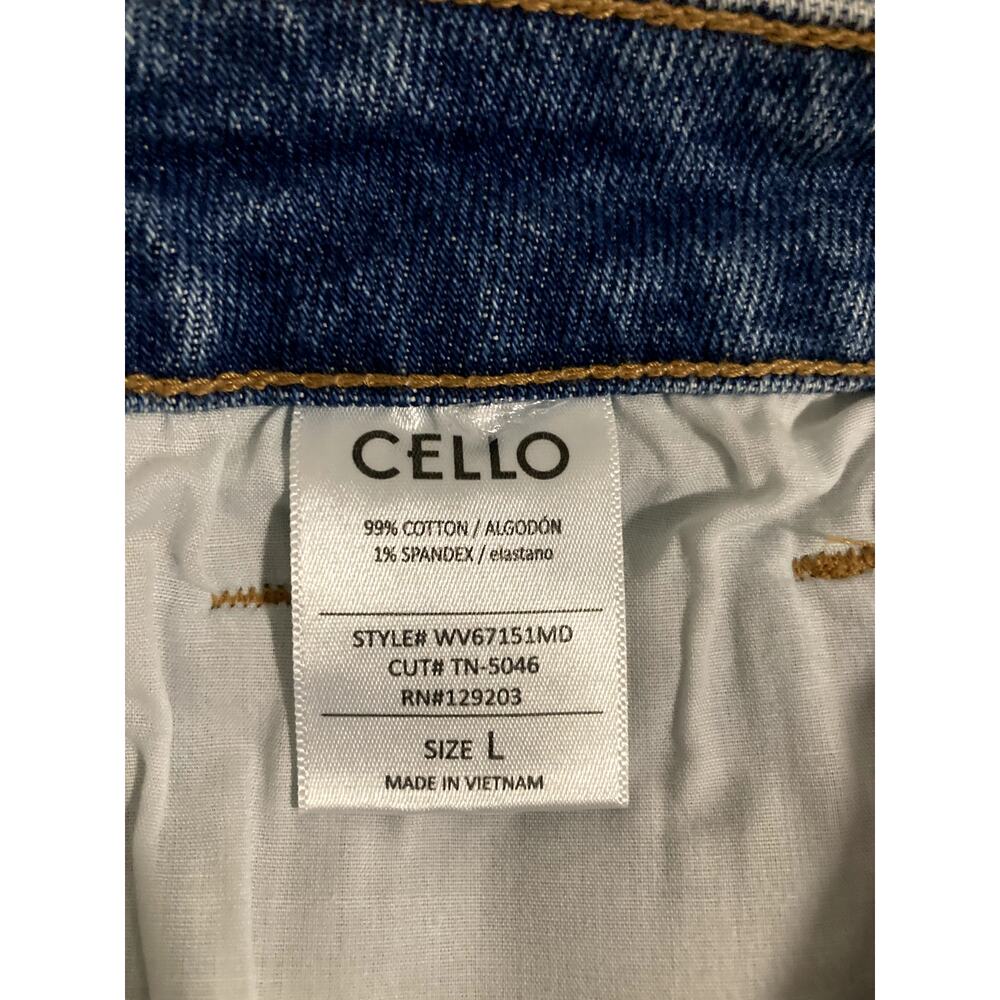 Cello Denim Jean Shorts Womens Large Blue Ripped Distressed Button Fly Grunge‎ - Picture 5 of 11